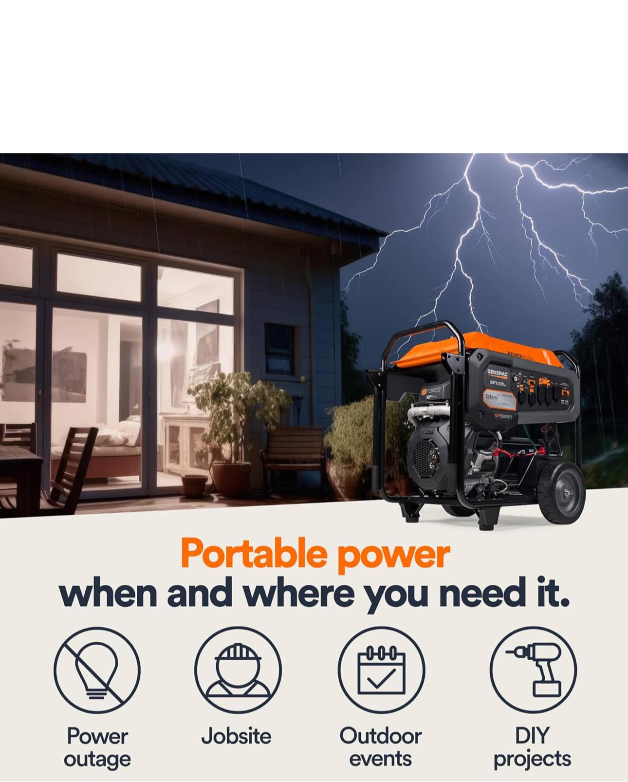 15,500-Watt Gas-Powered Portable Generator