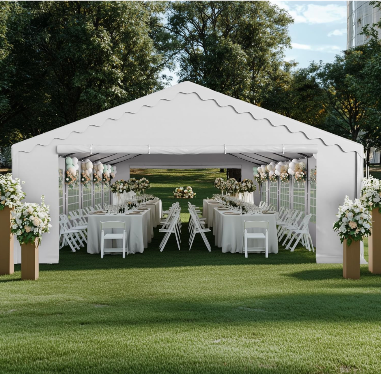 White Canopy Party Tent (20' X 40', 85-100 People)