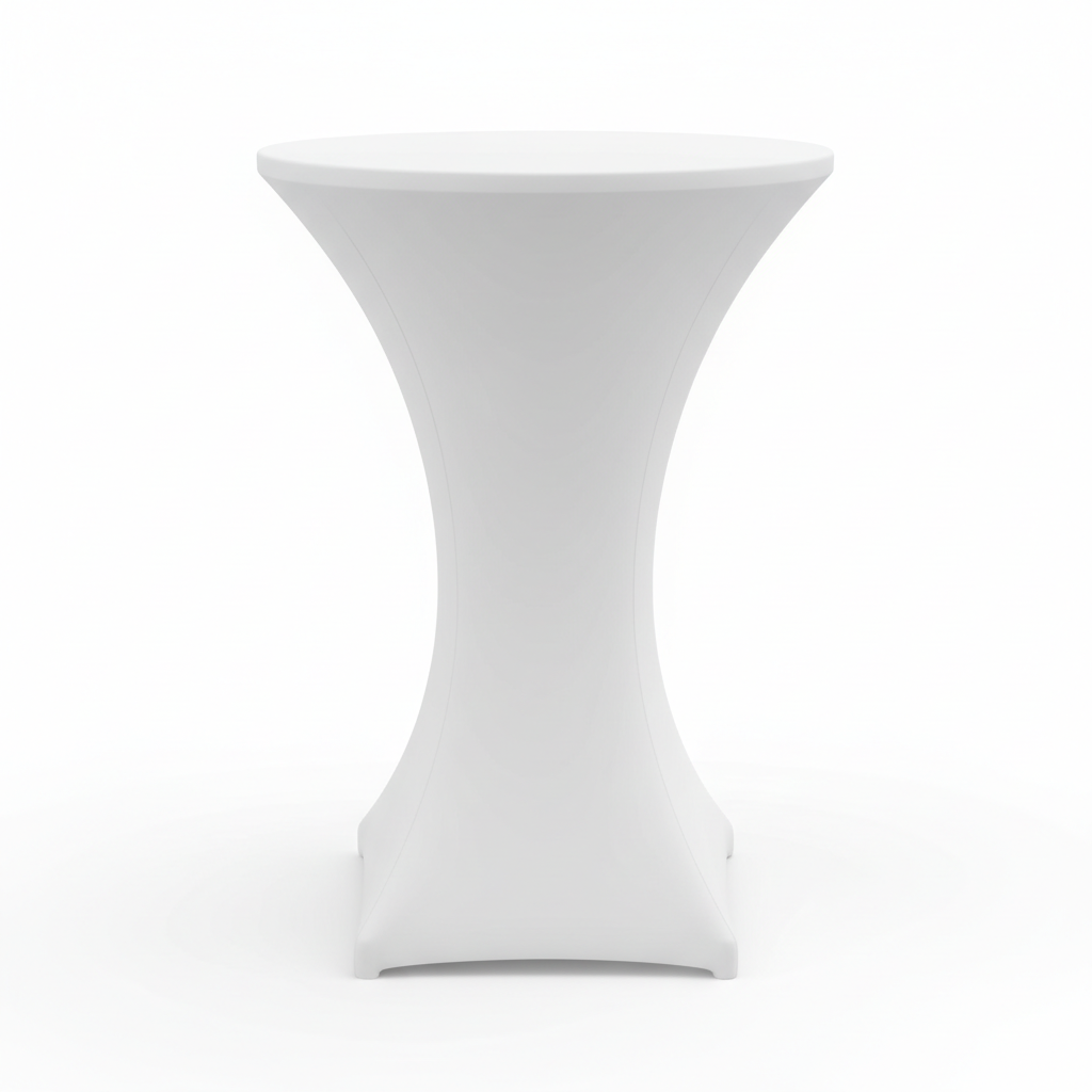 White cocktail table cover on a 32-inch round cocktail table