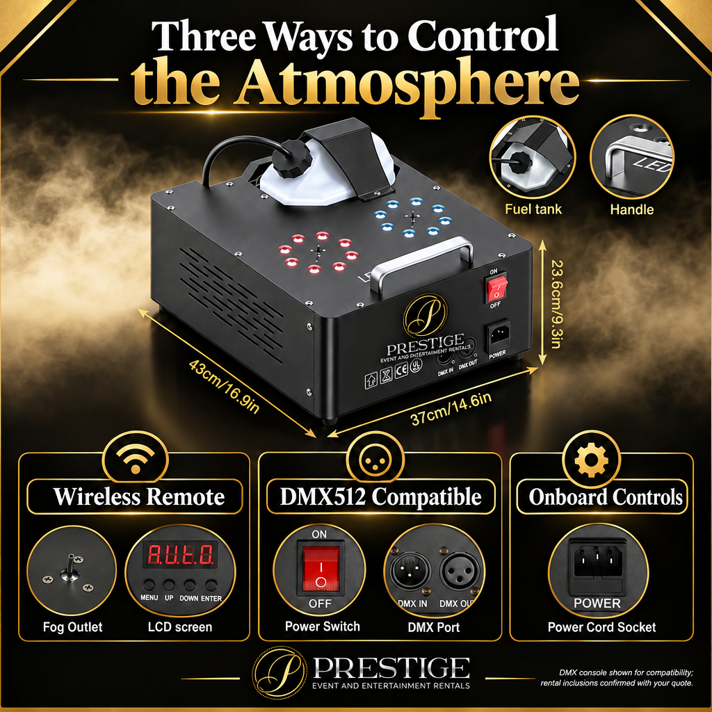 Prestige fog machine control options.