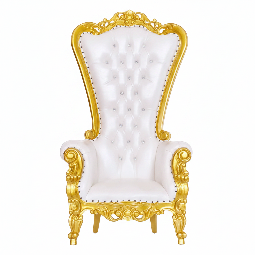 White and gold throne chair square product photo