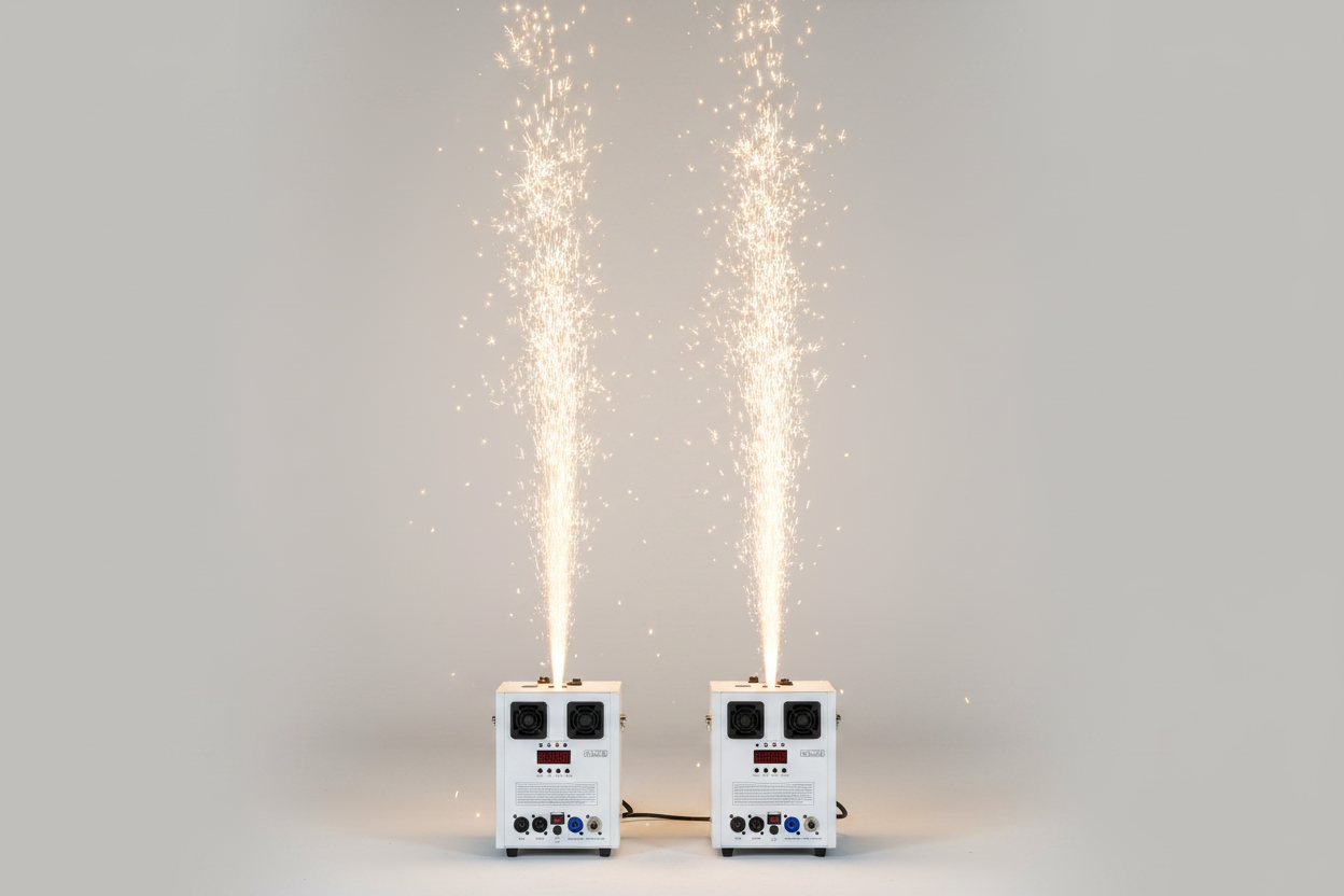 Two White Cold Spark Machines